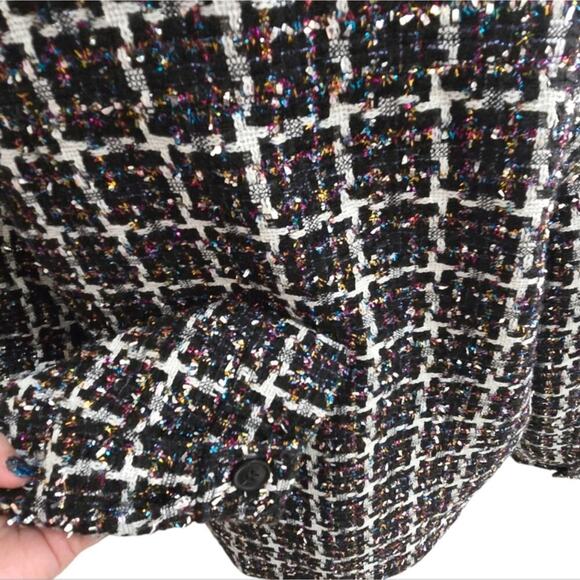 LOFT Shimmer Metallic Tweed Cropped Jacket Blazer Coat Button Up Size Large New - Picture 4 of 10